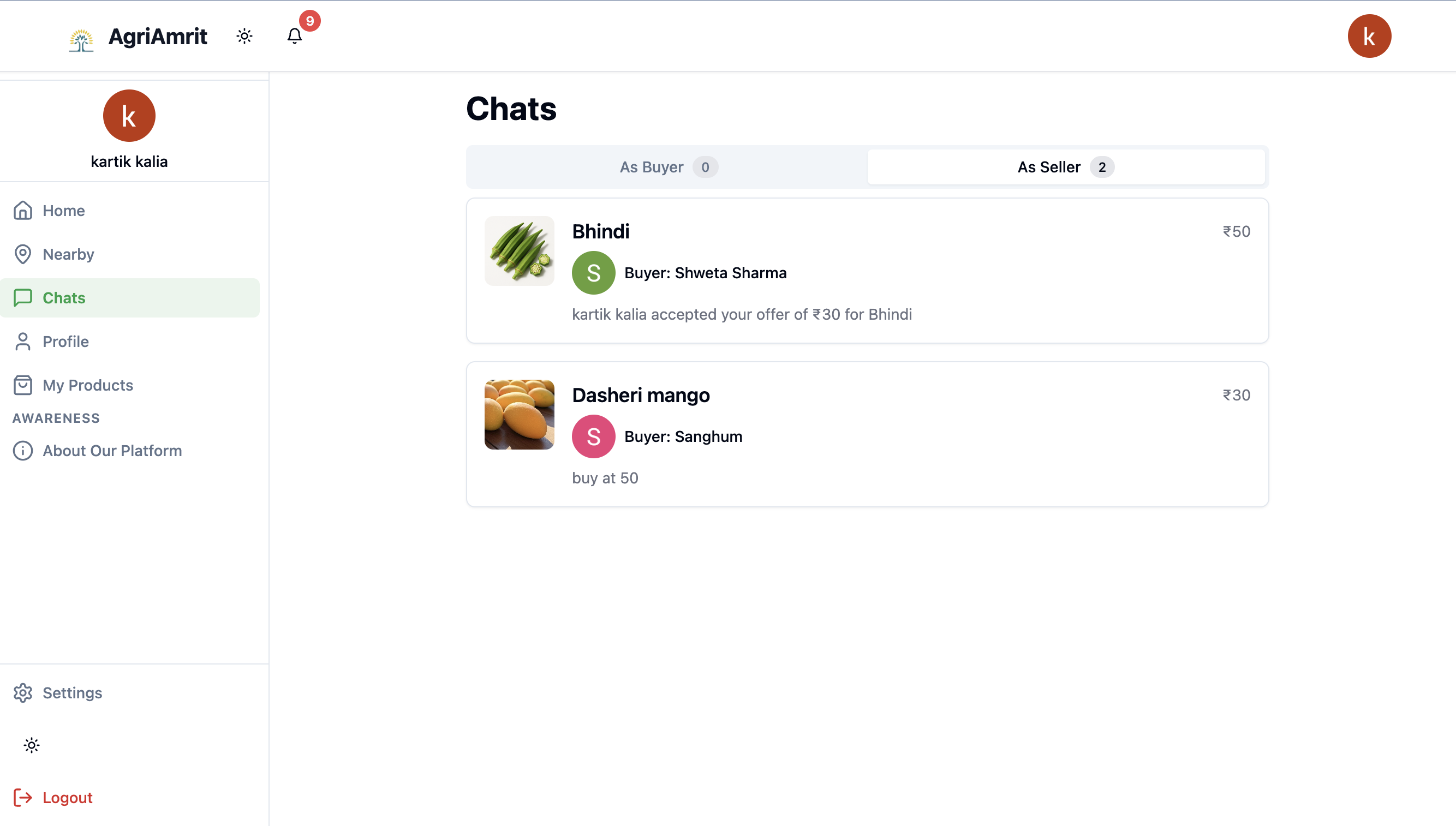 Chat with seller and buyers